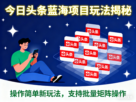今日头条蓝海项目,操作简单新玩法,支持批量矩阵操作.png 今日头条蓝海项目,操作简单新玩法,支持批量矩阵操作.png