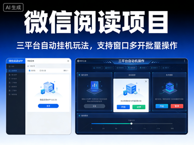 微信阅读项目,三平台自动挂机玩法,支持窗口多开批量操作
