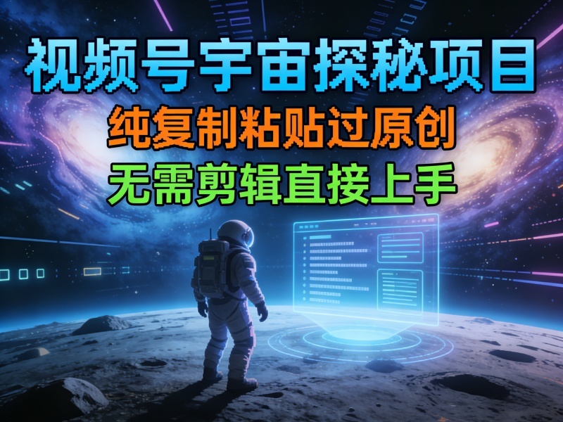 视频号宇宙探秘项目,纯复制粘贴过原创,无需剪辑直接上手