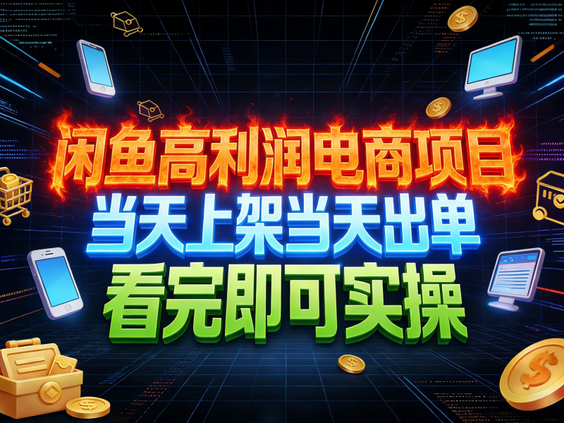 闲鱼高利润电商项目，当天上架当天出单，看完即可实操