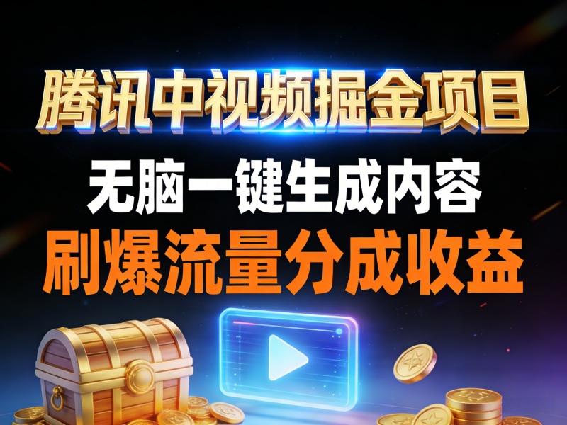 腾讯中视频掘金项目，无脑一键生成内容，刷爆流量分成收益