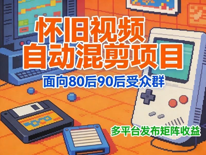 （16439期）怀旧视频自动混剪项目，面向80后90后受众群，多平台发布矩阵收益