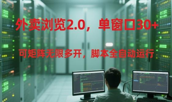 外卖浏览2.0全新升级、单窗口矩阵无限多开、脚本全自动高效运行揭秘
