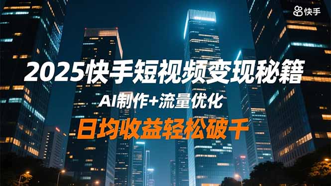 <span style='color:#001aff'>2025快手短视频变现秘籍，AI制作+流量优化，日均收益轻松破千</span>