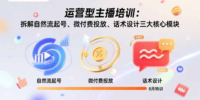 <span style='color:#078a00'>运营型主播培训：拆解自然流起号、微付费投放、话术设计三大核心模块-8月</span>