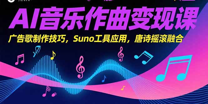 <span style='color:#001aff'>AI音乐作曲变现课，广告歌制作技巧，Suno工具应用，唐诗摇滚融合</span>