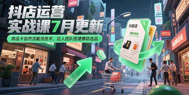 <span style='color:#001aff'>抖店运营实战课7月更新，商品卡自然流截流技术，达人团队搭建爆款选品</span>