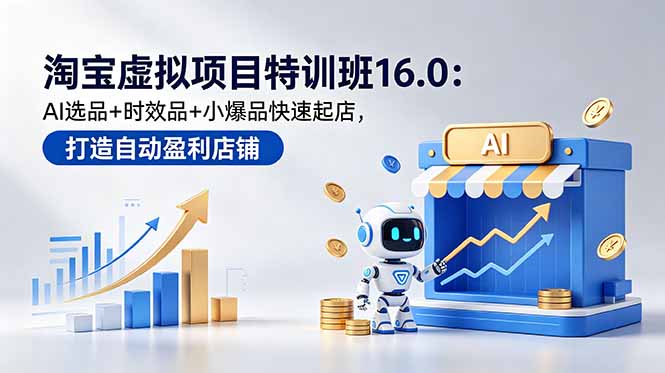 <span style='color:#001aff'>淘宝虚拟项目特训班16.0：AI选品+时效品+小爆品快速起店，打造自动盈利店铺</span>