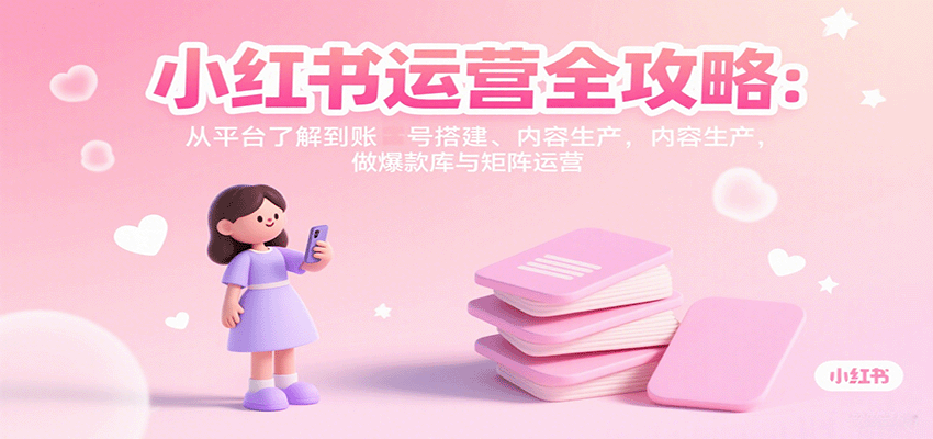小红书运营全攻略：从平台了解到账号搭建、内容生产，做爆款库与矩阵运营
