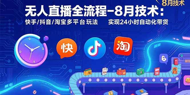 无人直播全流程-技术：快手/抖音/淘宝多平台玩法 实现24小时自动化带货