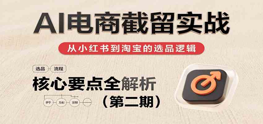 AI电商截留实战，小红书、淘宝等电商平台选品思路及核心要点（第二期）