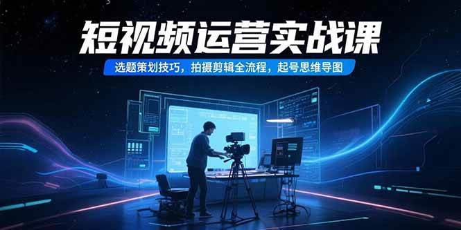 短视频运营实战课,选题策划技巧,拍摄剪辑全流程,起号思维导图