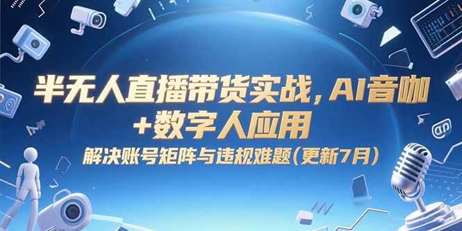 半无人直播带货实战，AI音咖+数字人应用 解决账号矩阵与违规难题(更新)