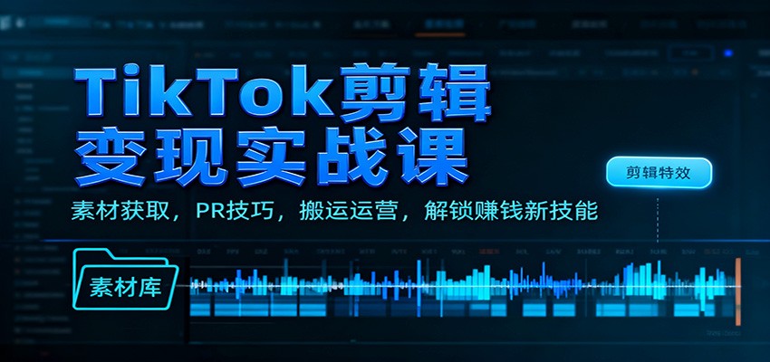 TikTok剪辑变现实战课:素材获取,PR技巧,搬运运营,解锁赚钱新技能 TikTok剪辑变现实战课:素材获取,PR技巧,搬运运营,解锁赚钱新技能