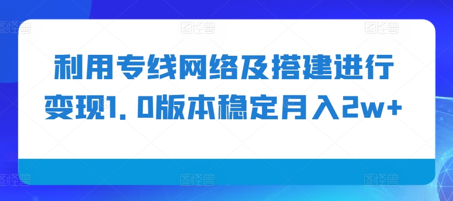 专线网络搭建与运营指南:实现稳定月收入的方法解析