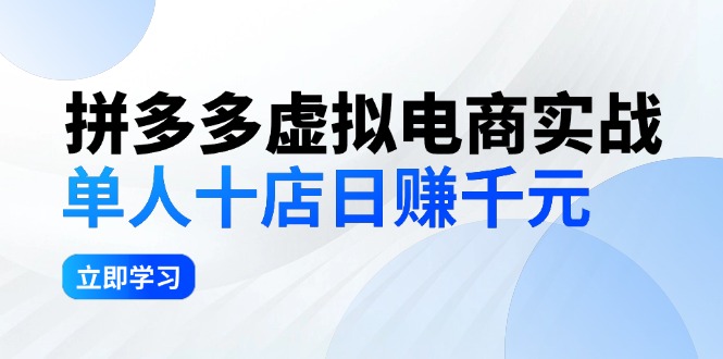 (12326期)拼多多虚拟电商实战:单人10店日赚千元,深耕老项目,稳定盈利不求风口