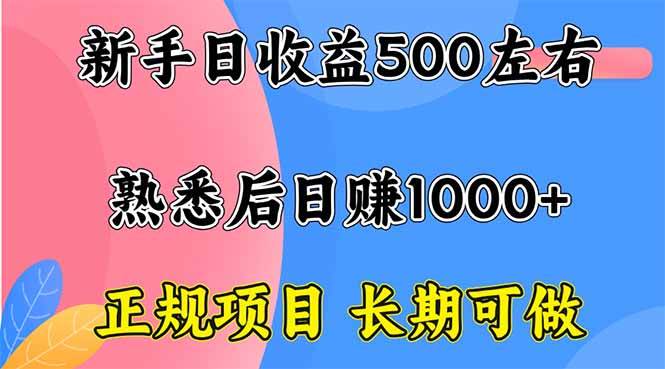 (16132期)新手日收益500+ 正规项目 长期可做 (16132期)新手日收益500+ 正规项目 长期可做
