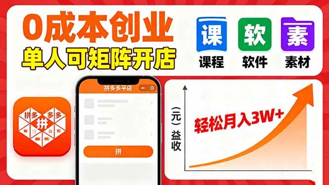 (16047期)拼多多虚拟电商,0成本,单人可矩阵开店,轻松月入3W+ (16047期)拼多多虚拟电商,0成本,单人可矩阵开店,轻松月入3W+