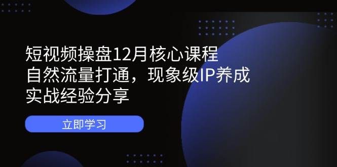 （14447期）短视频操盘12月核心课程：自然流量打通，现象级IP养成，实战经验分享