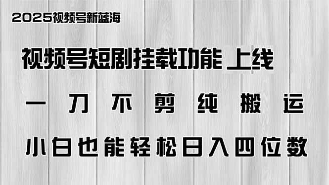 (14310期)视频号短剧挂载功能上线,一刀不剪纯搬运,小白也能轻松日入四位数 (14310期)视频号短剧挂载功能上线,一刀不剪纯搬运,小白也能轻松日入四位数