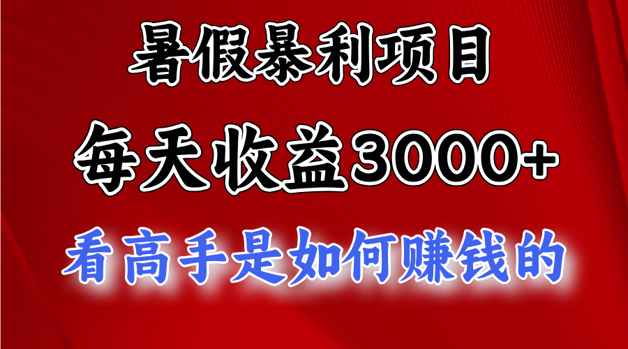 (11422期)暑假暴利项目,每天收益3000+ 努努力能达到5000+,暑假大流量来了