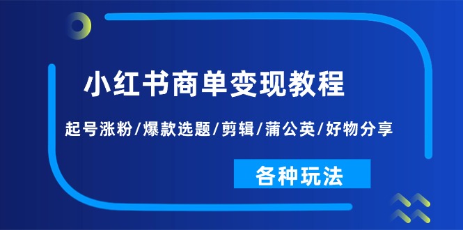 (11164期)小红书商单变现教程:起号涨粉/爆款选题/剪辑/蒲公英/好物分享/各种玩法 (11164期)小红书商单变现教程:起号涨粉/爆款选题/剪辑/蒲公英/好物分享/各种玩法