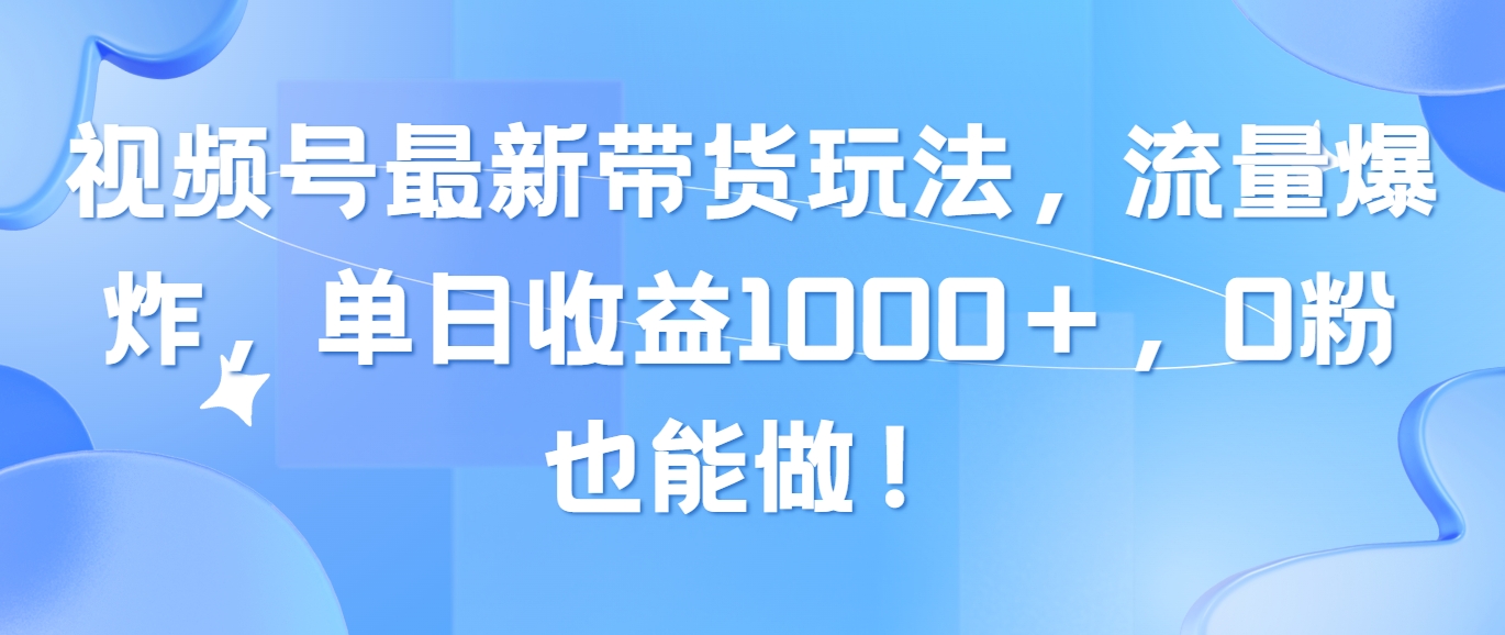 (10858期)视频号最新带货玩法,流量爆炸,单日收益1000+,0粉也能做! (10858期)视频号最新带货玩法,流量爆炸,单日收益1000+,0粉也能做!