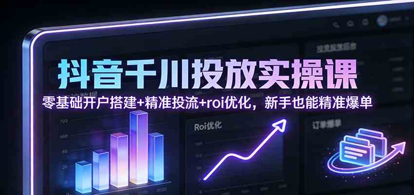 抖音千川投放实操课:零基础开户搭建+精准投流+roi优化,新手也能精准爆单 抖音千川投放实操课:零基础开户搭建+精准投流+roi优化,新手也能精准爆单