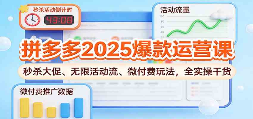 拼多多2025爆款运营课:秒杀大促、无限活动流、微付费玩法,全实操干货