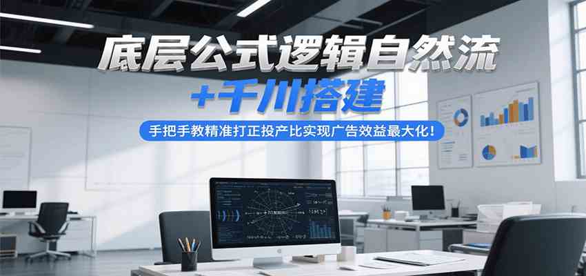 底层公式逻辑自然流+千川搭建，手把手教精准打正投产比实现广告效益最大化！