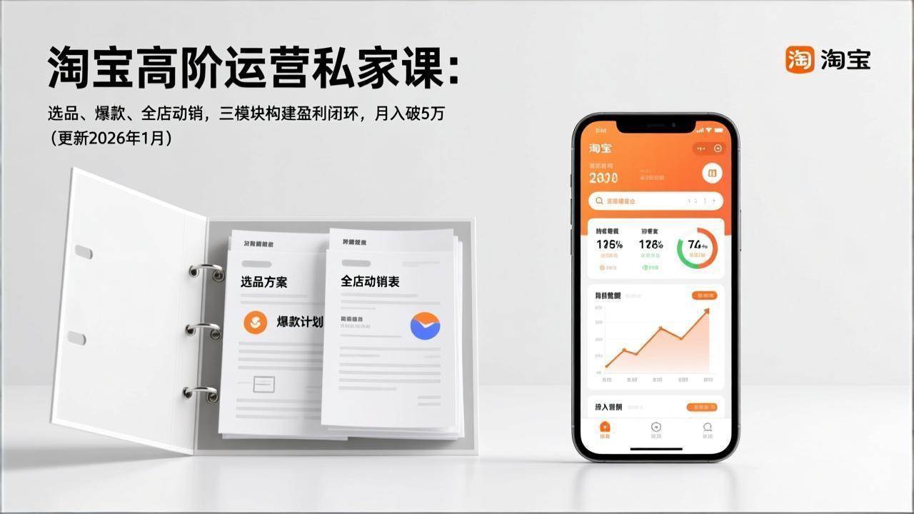 淘宝高阶运营私家课 选品爆款全店动销三模块 构建盈利闭环月入破五万
