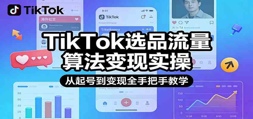 TikTok选品起号实操、流量算法解析、全流程变现教学