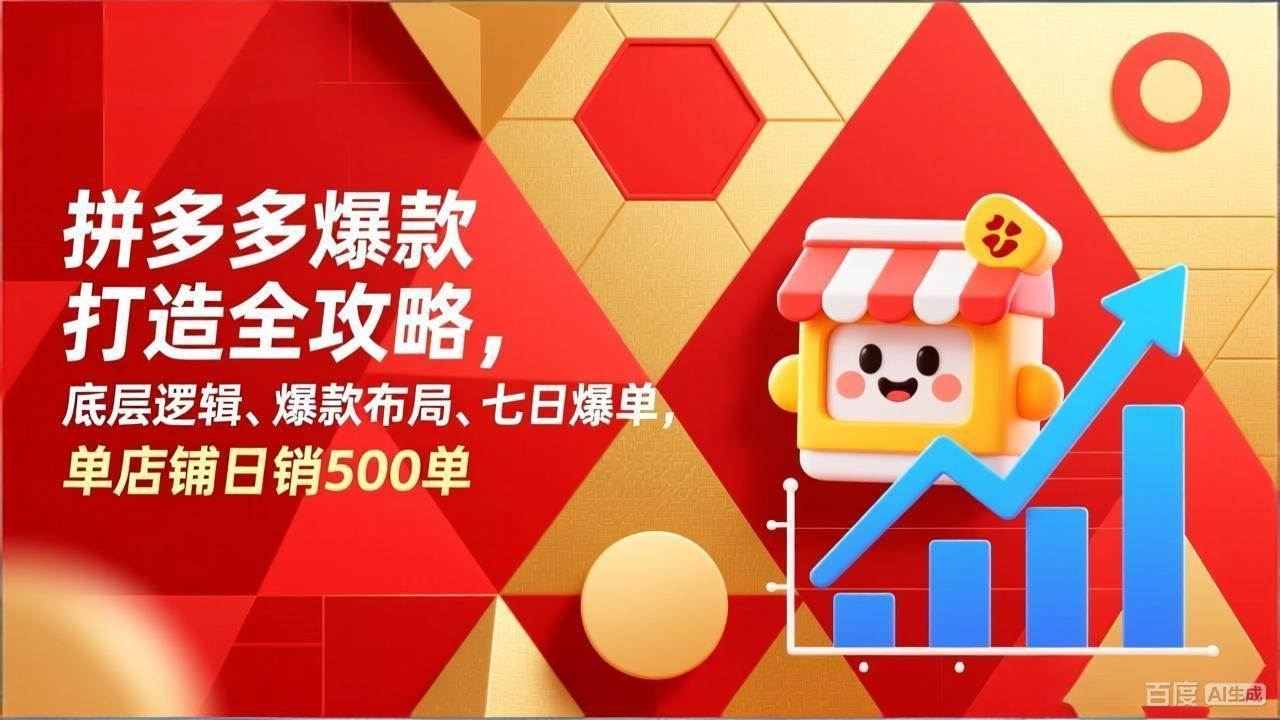 拼多多爆款底层逻辑解析、精准布局七日爆单攻略、实现店铺日销500单实战