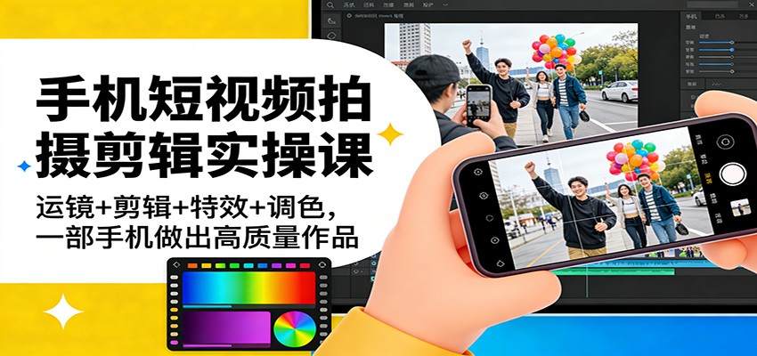 手机短视频全流程实战课 从运镜拍摄到剪辑调色 零基础做出高质量作品