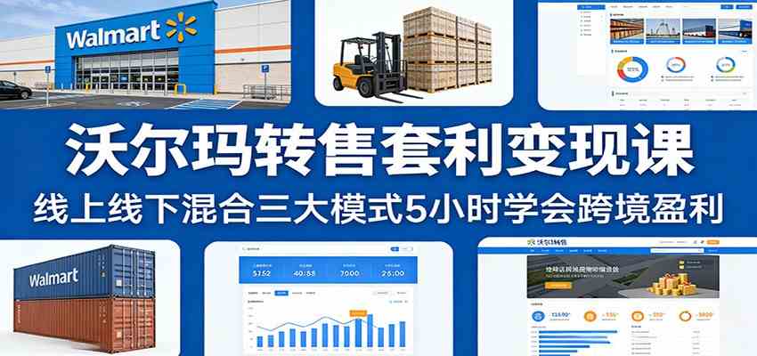 沃尔玛转售套利变现课、线上线下混合三大模式、5小时掌握跨境盈利