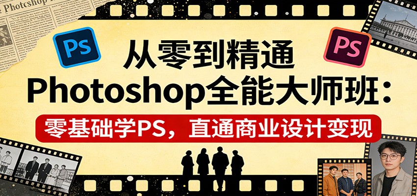 零基础入门Photoshop、掌握商业设计核心、实现技能变现精通