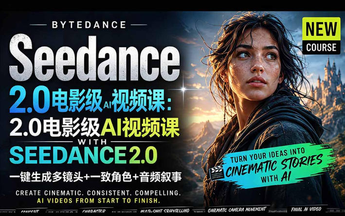 字节跳动Seedance2.0教程，AI制作电影视频，一键生成多镜头与音频