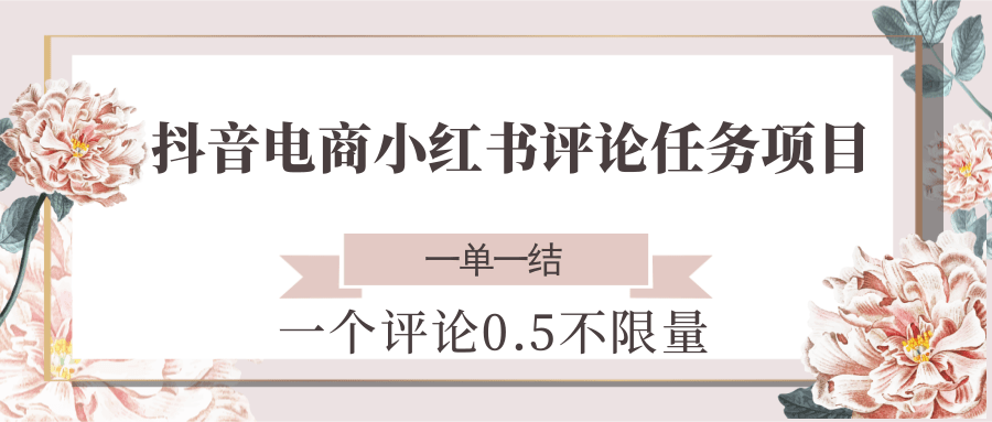 抖音电商小红书评论任务项目，一个评论0.5，一单一结 不限量 - 猎人社区-猎人社区