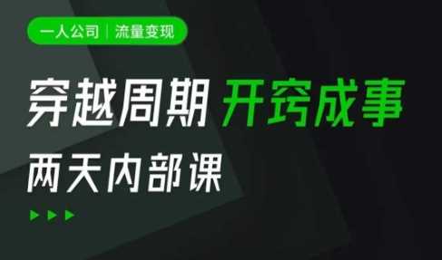 一人公司：流量变现课，一人公司的方法模型拆解， 拆解富人思维，流量思维，小老板思维等 - 猎人社区-猎人社区