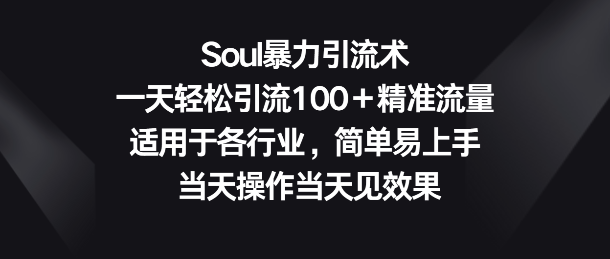 Soul暴力引流术，一天轻松引流100＋精准流量，适用于各行业，简单易上手！ - 猎人社区-猎人社区