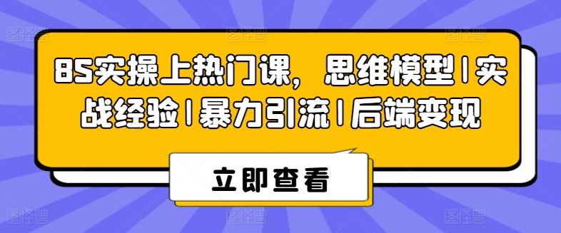 8S实操上热门课，思维模型|实战经验|暴力引流|后端变现 - 猎人社区-猎人社区
