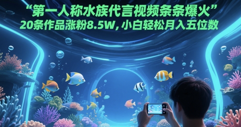 第一人称水族代言视频条条爆火，20条作品涨粉8.5W，小白轻松月入五位数 - 猎人社区-猎人社区
