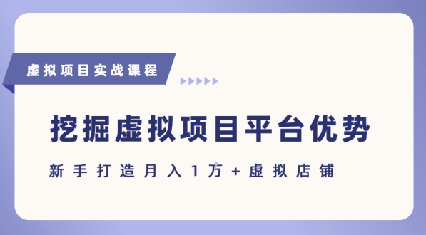 抓住虚拟项目各平台优势，新手轻松月入1W+(给出具体建议)-猎人社区