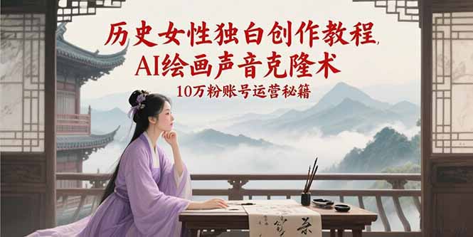 历史女性独白创作教程，AI绘画声音克隆术，10万粉账号运营秘籍 - 猎人社区-猎人社区