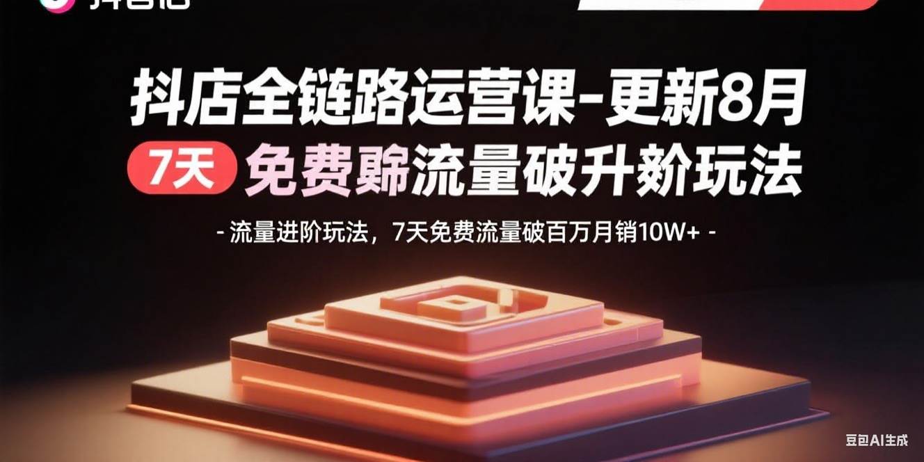 抖店全链路运营课-更新8月：流量进阶玩法，7天免费流量破百万月销10W+ - 猎人社区-猎人社区