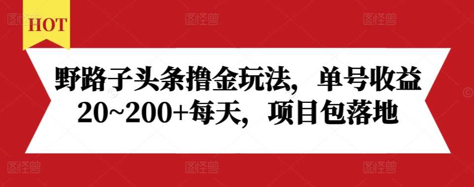 野路子头条撸金玩法，单号收益20~200+每天，项目包落地 - 猎人社区-猎人社区