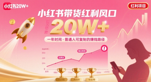 一年时间靠小红书带货项目年入20w+，最不能错的大红利项目 - 猎人社区-猎人社区
