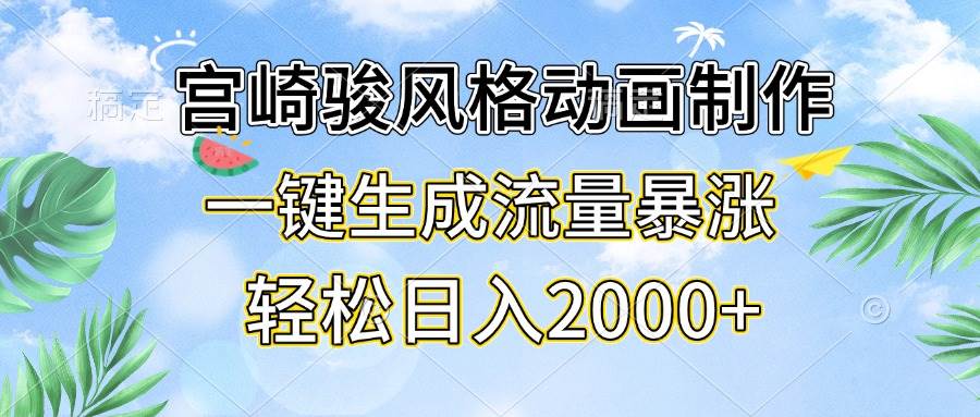 宫崎骏风格动画制作，一键生成流量暴涨，轻松日入2000+ - 猎人社区-猎人社区