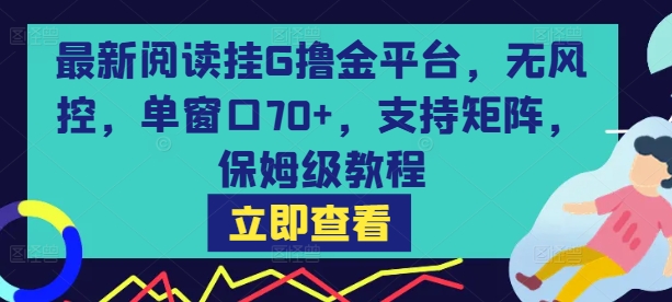 最新阅读挂G撸金平台，无风控，单窗口70+，支持矩阵，保姆级教程【揭秘】 - 猎人社区-猎人社区