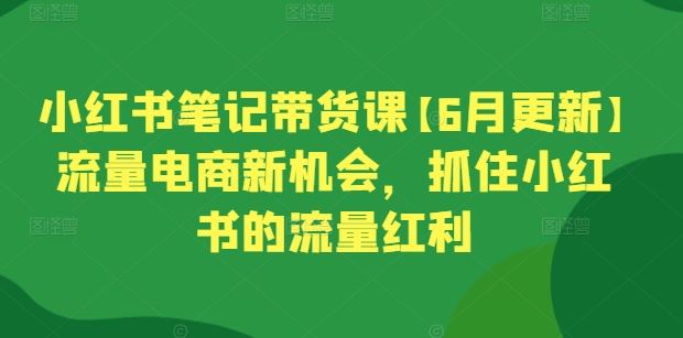 小红书笔记带货课【6月更新】流量电商新机会，抓住小红书的流量红利 - 猎人社区-猎人社区